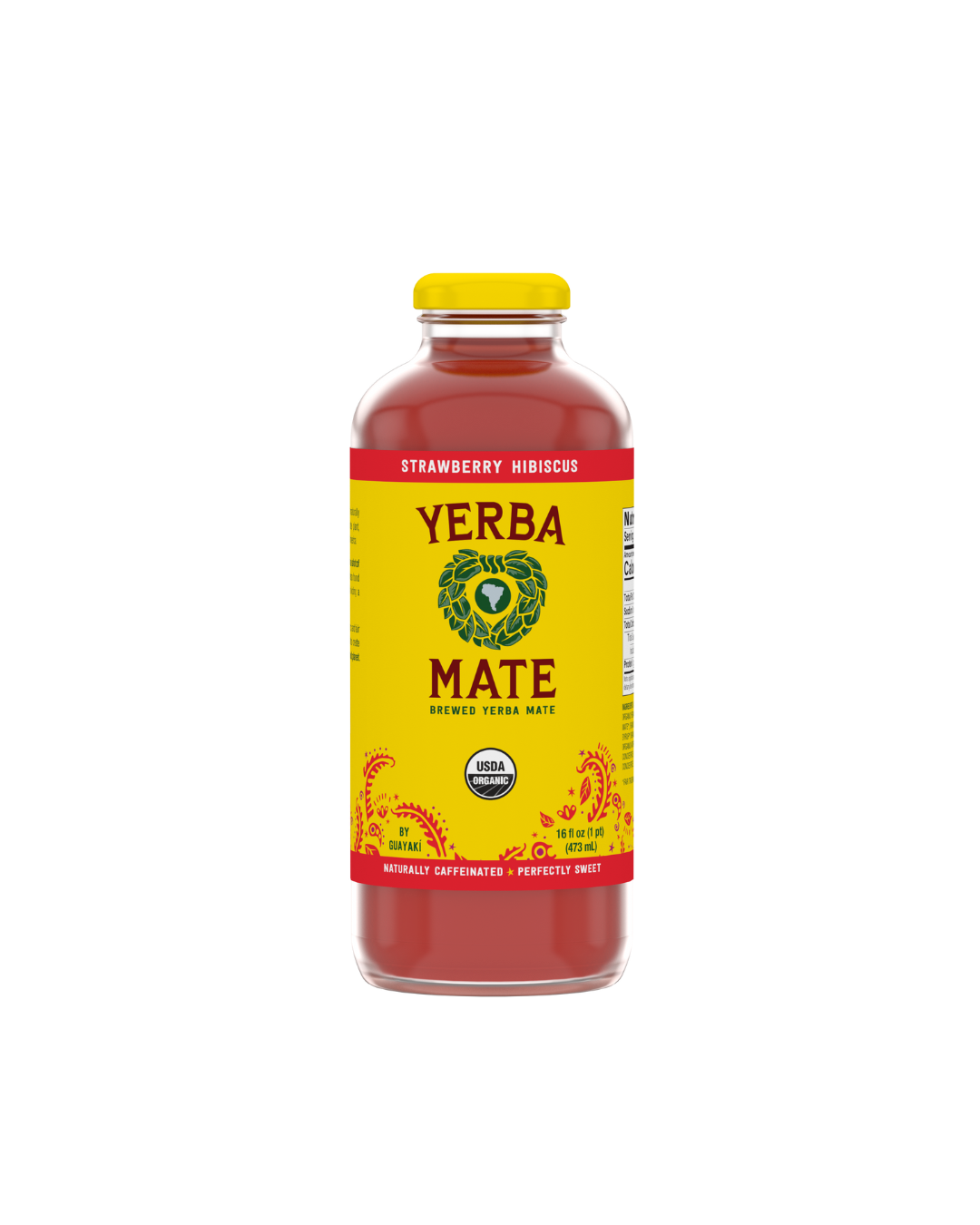 Organic Brewed Yerba Mate, Strawberry Hibiscus