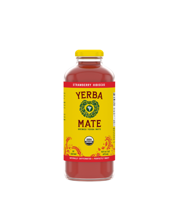 Organic Brewed Yerba Mate, Strawberry Hibiscus