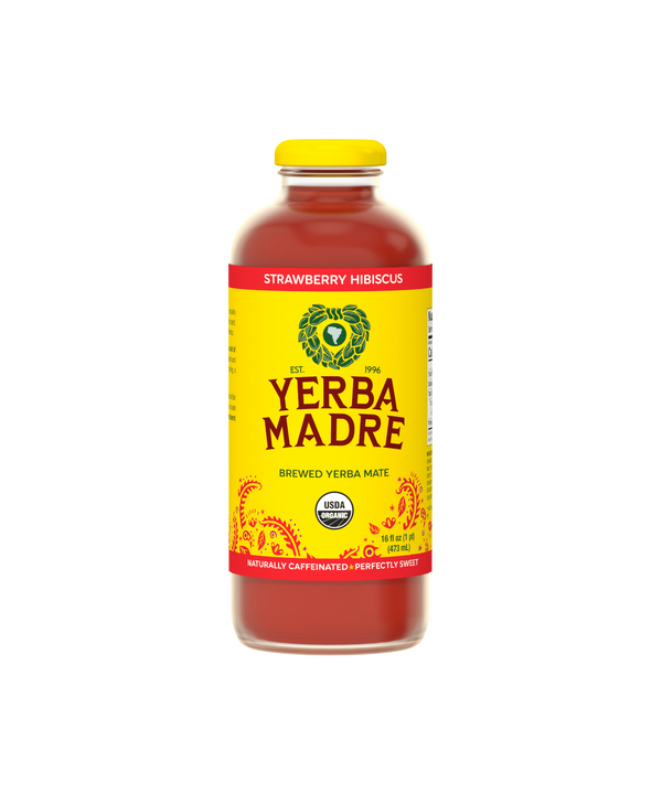 Organic Brewed Yerba Mate, Strawberry Hibiscus