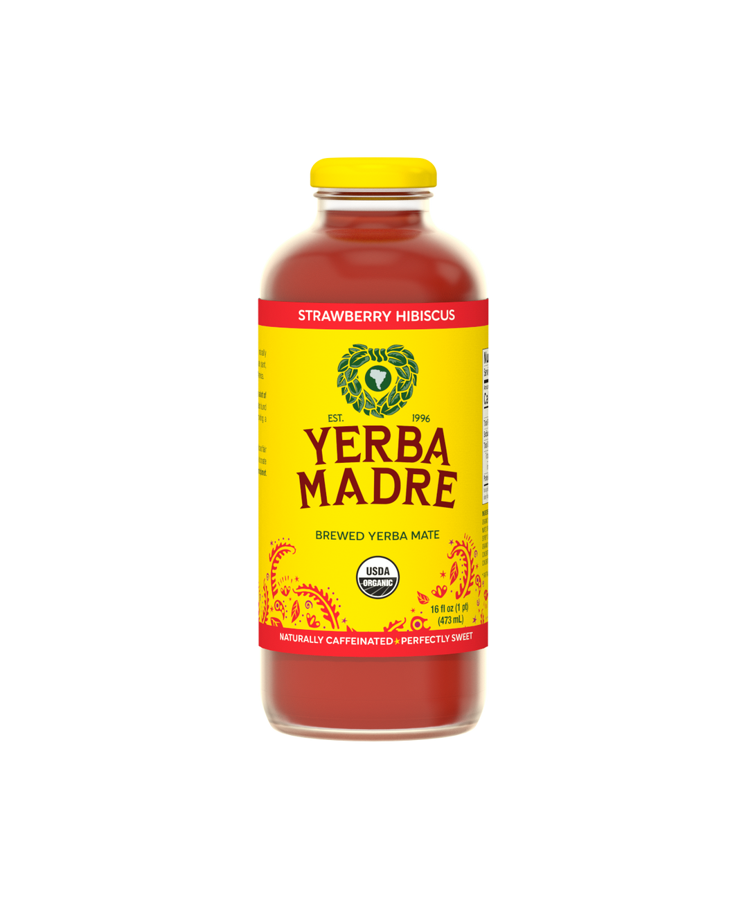 Organic Brewed Yerba Mate, Strawberry Hibiscus
