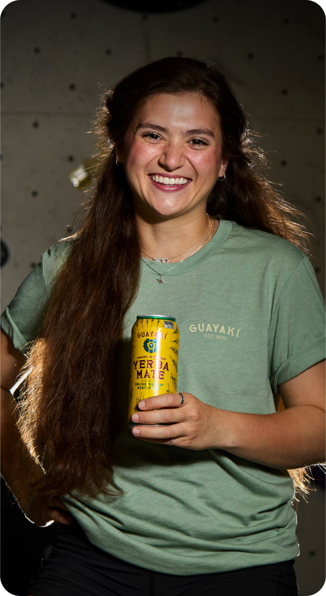 Ever Prishkulnik holding a Guayaki Yerba Mate can