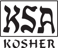 The image shows a black and white logo with stylized letters KSA and the word KOSHER beneath it, indicating kosher certification.