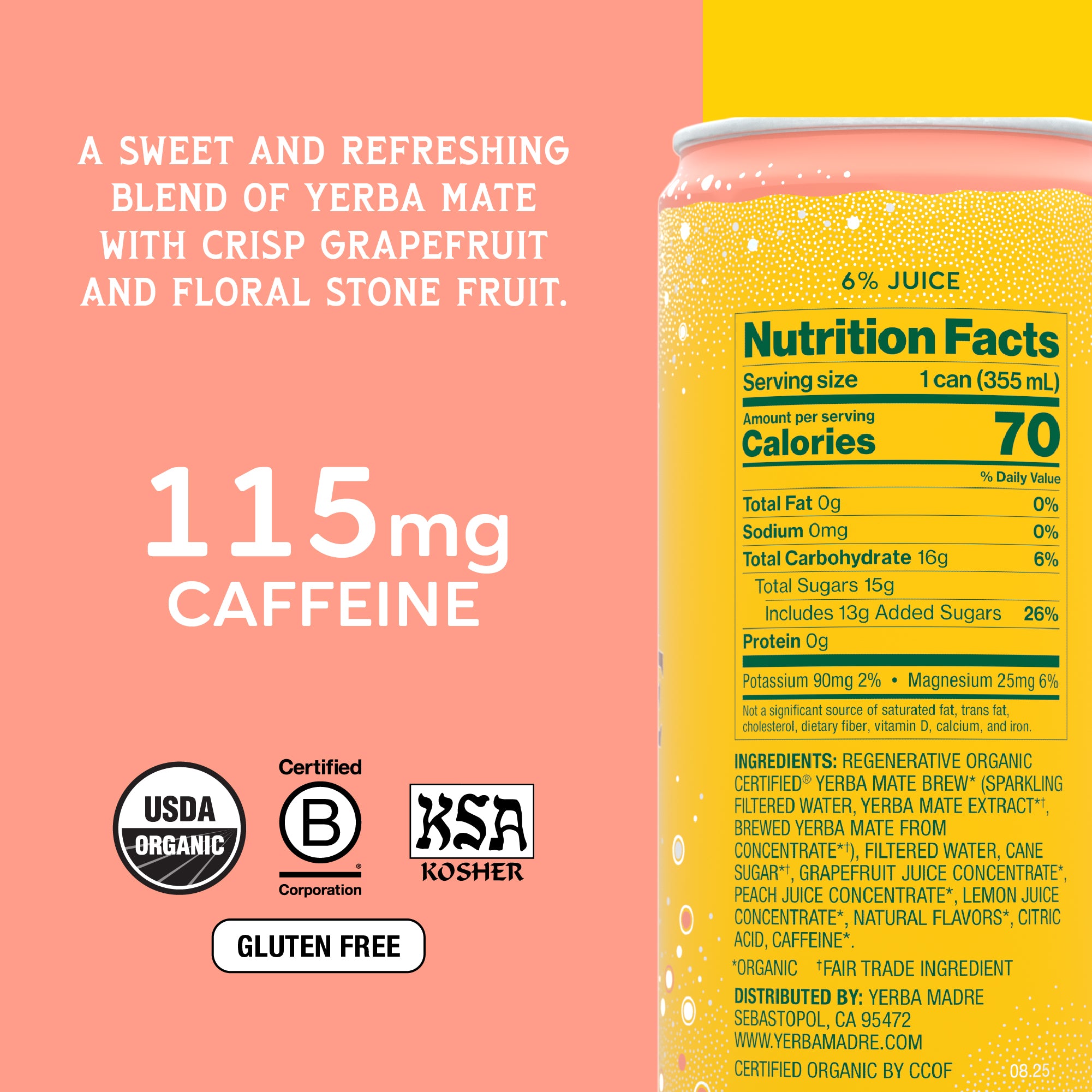 Sparkling Organic Pink Grapefruit – Yerba Madre